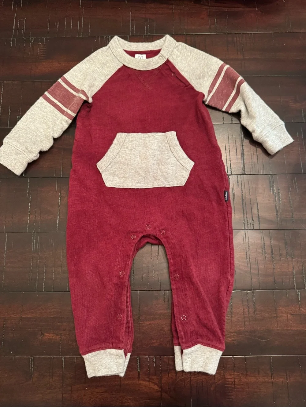 GAP Baby Maroon One Piece with Heather Gray Trim size 18-24 months
